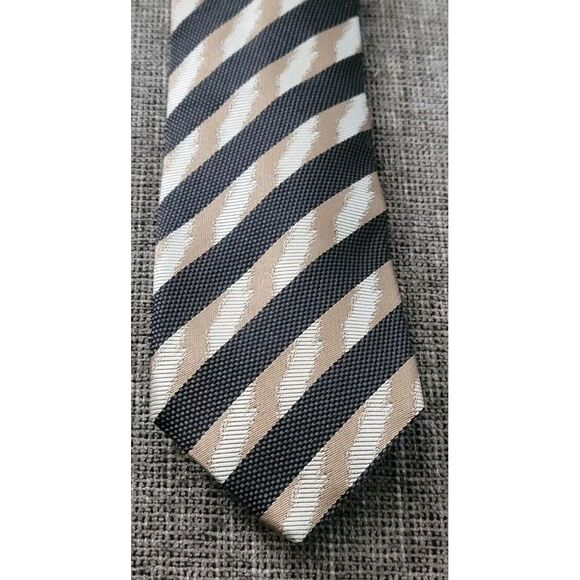 Missoni Cravatte Men's Gray Tan Stripe Neck Tie 100%‎ Silk Made In Italy 🇮🇹 - Picture 1 of 7